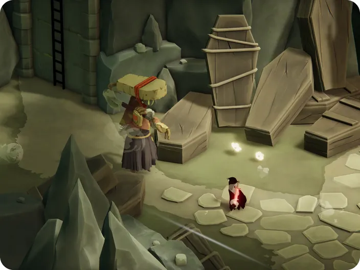 Captura del juego Deaths Door donde se ve al Sepulturero